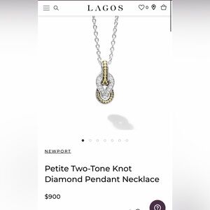 Lagos 18k and silver diamond pendant 18”